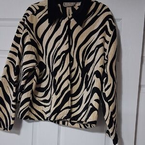 Chic Zebra Pattern Teddy Jacket